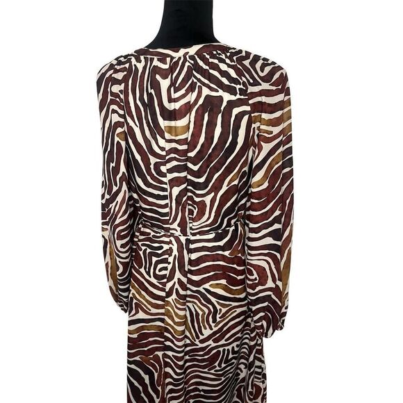 NWT TOMMY BAHAMA FUN ZEN ZEBRA PRINTED MIDI DRESS BROWN/TAN WOMENS SIZE SMALL - Picture 11 of 13